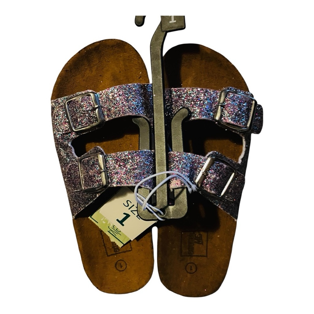 Girls Just Be Glittery Purple Sandals with Adjustable Buckles